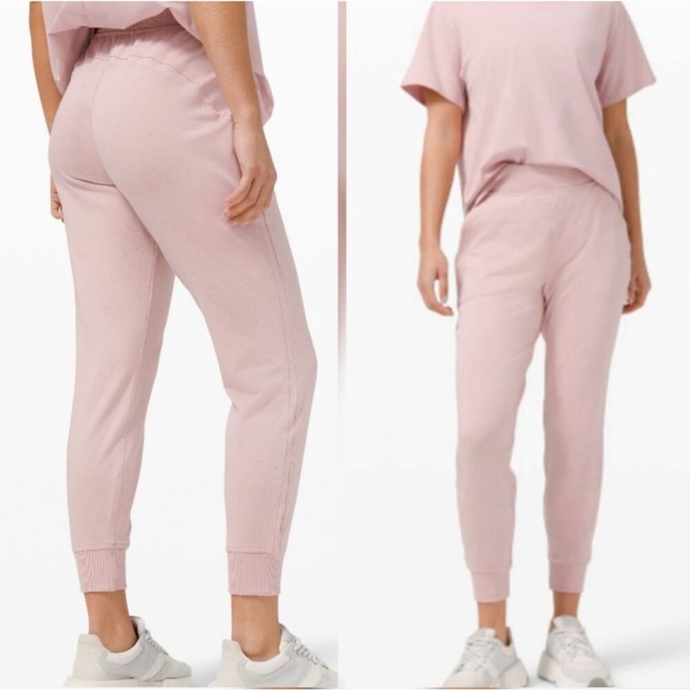 RARE Lululemon LA Warm Down HR Joggers - MINK PINK Confetti print